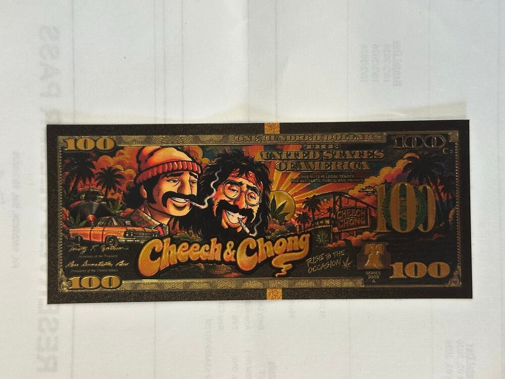 Cheech & Chong Up in Smoke Gold Foil $100 Novelty Collectible Note